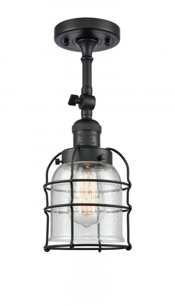 Bell Cage - 1 Light - 6 inch - Matte Black - Adjustable Semi-Flush Mount
