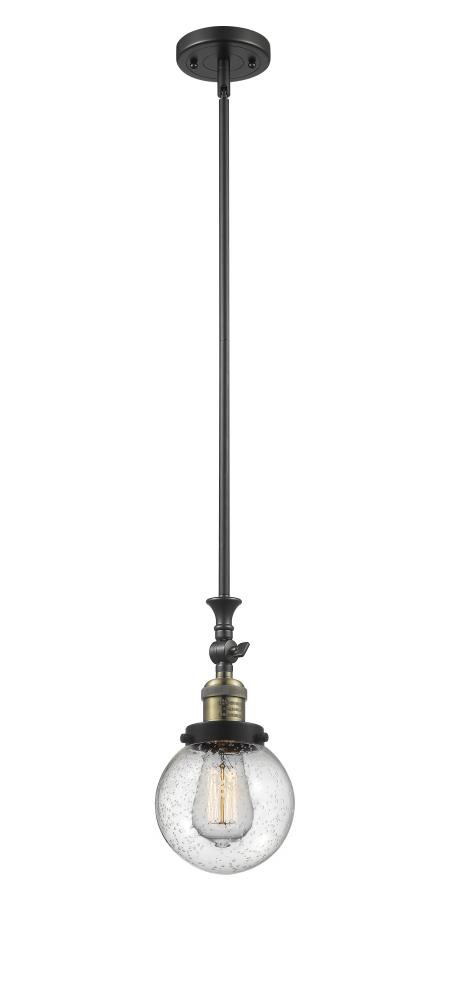 Beacon - 1 Light - 6 inch - Black Antique Brass - Stem Hung - Adjustable Mini Pendant