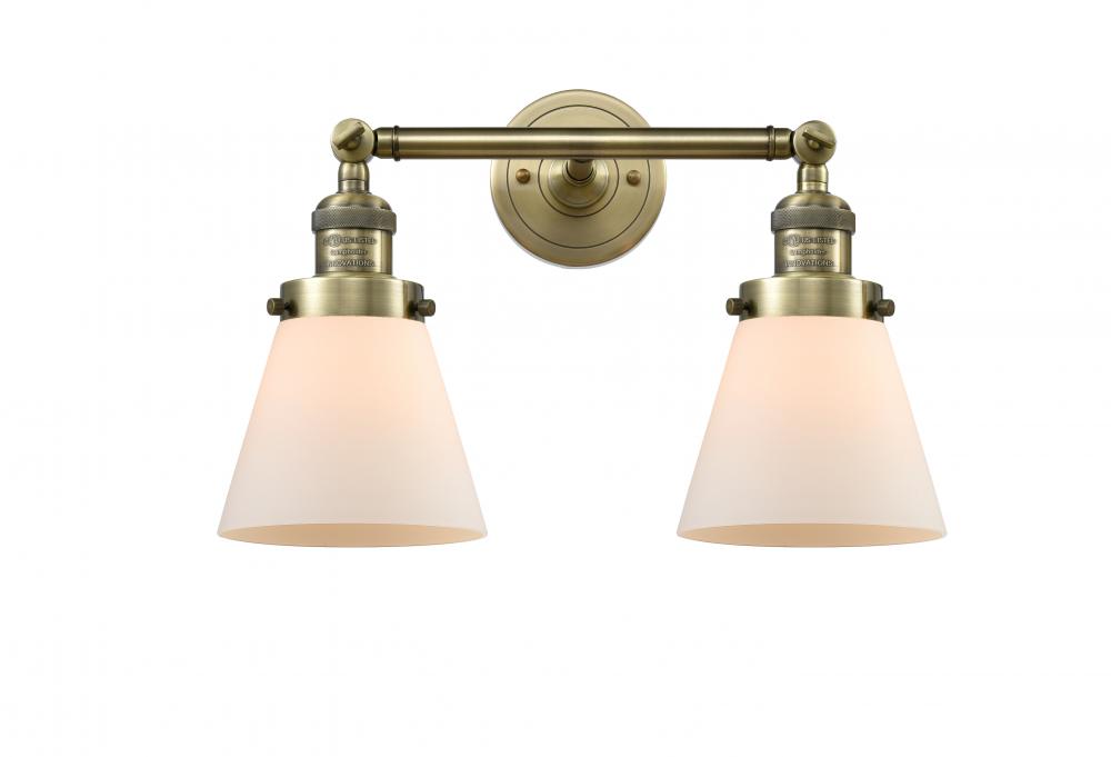 Cone - 2 Light - 16 inch - Antique Brass - Adjustable Bath Vanity Light