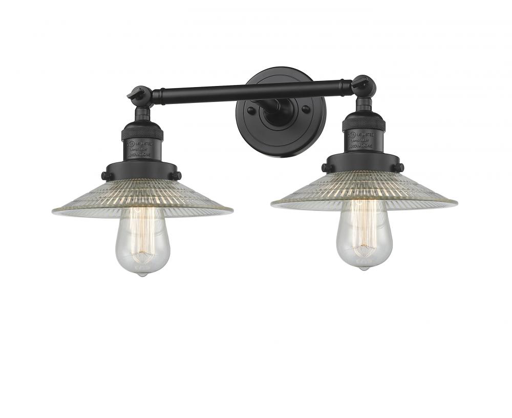 Halophane - 2 Light - 18 inch - Matte Black - Adjustable Bath Vanity Light
