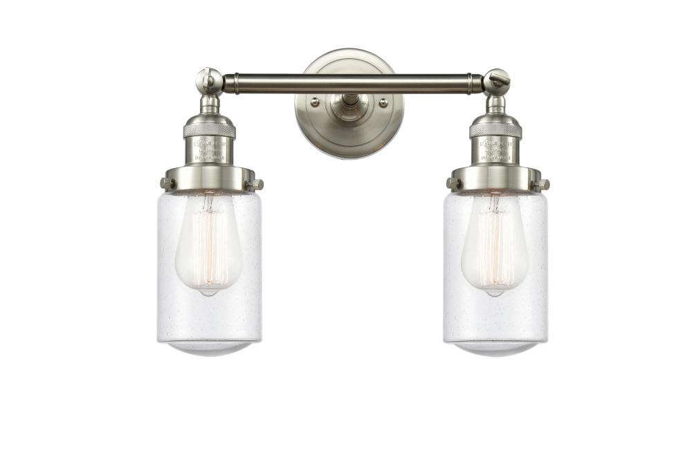 Dover - 2 Light - 14 inch - Brushed Satin Nickel - Adjustable Bath Vanity Light