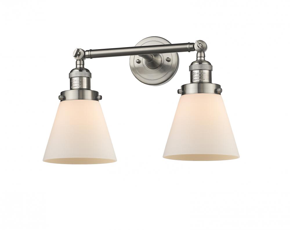 Cone - 2 Light - 16 inch - Brushed Satin Nickel - Adjustable Bath Vanity Light