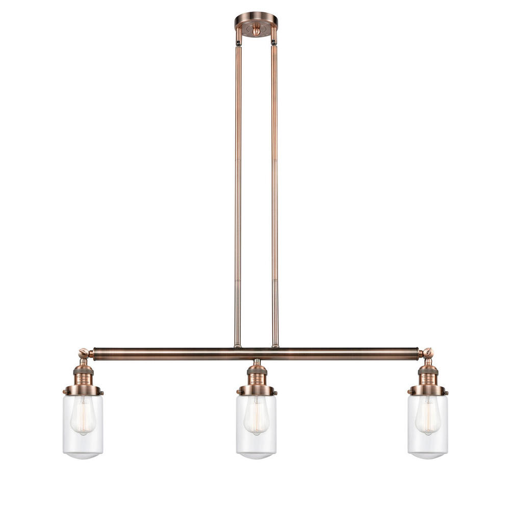 Dover - 3 Light - 37 inch - Antique Copper - Stem Hung - Adjustable Island Light