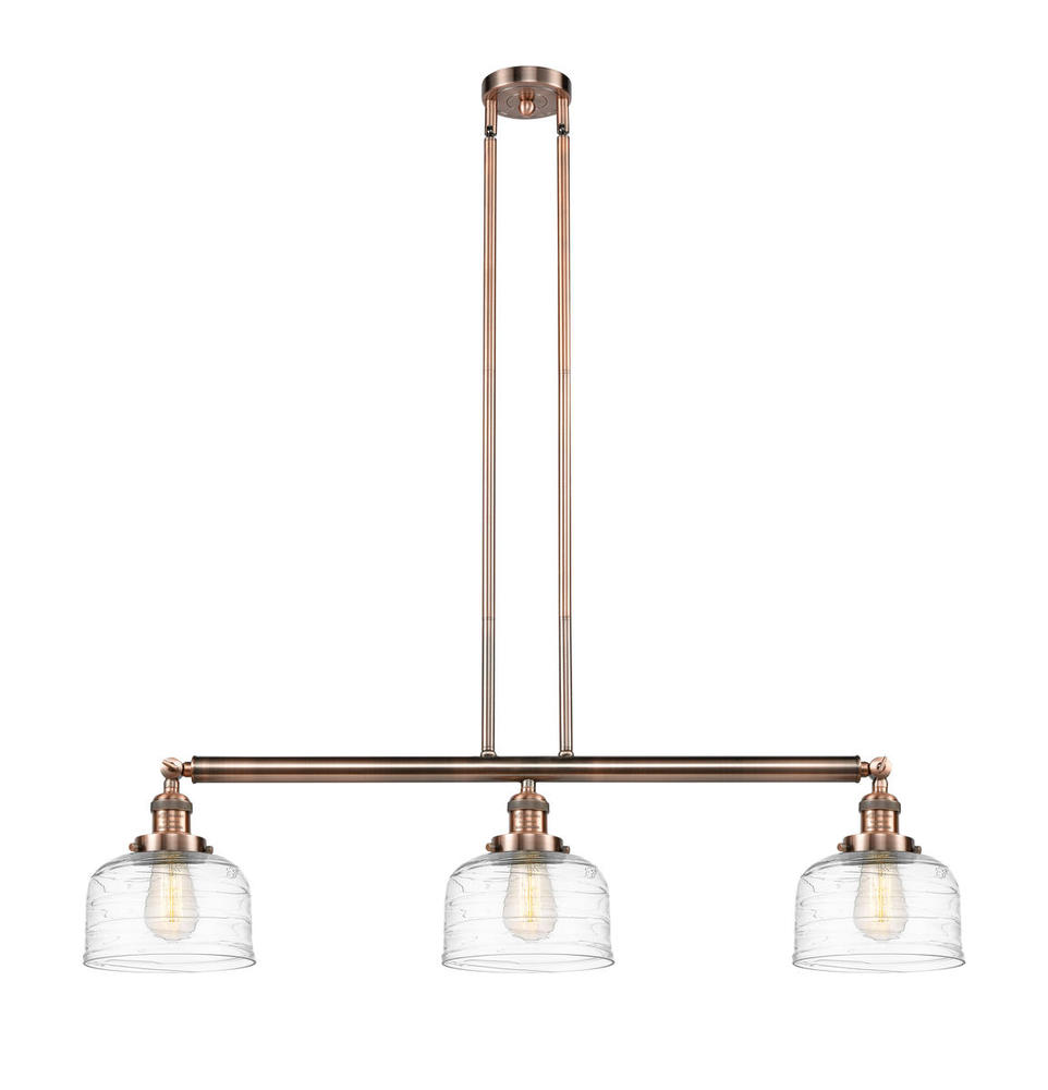 Bell - 3 Light - 41 inch - Antique Copper - Stem Hung - Adjustable Island Light