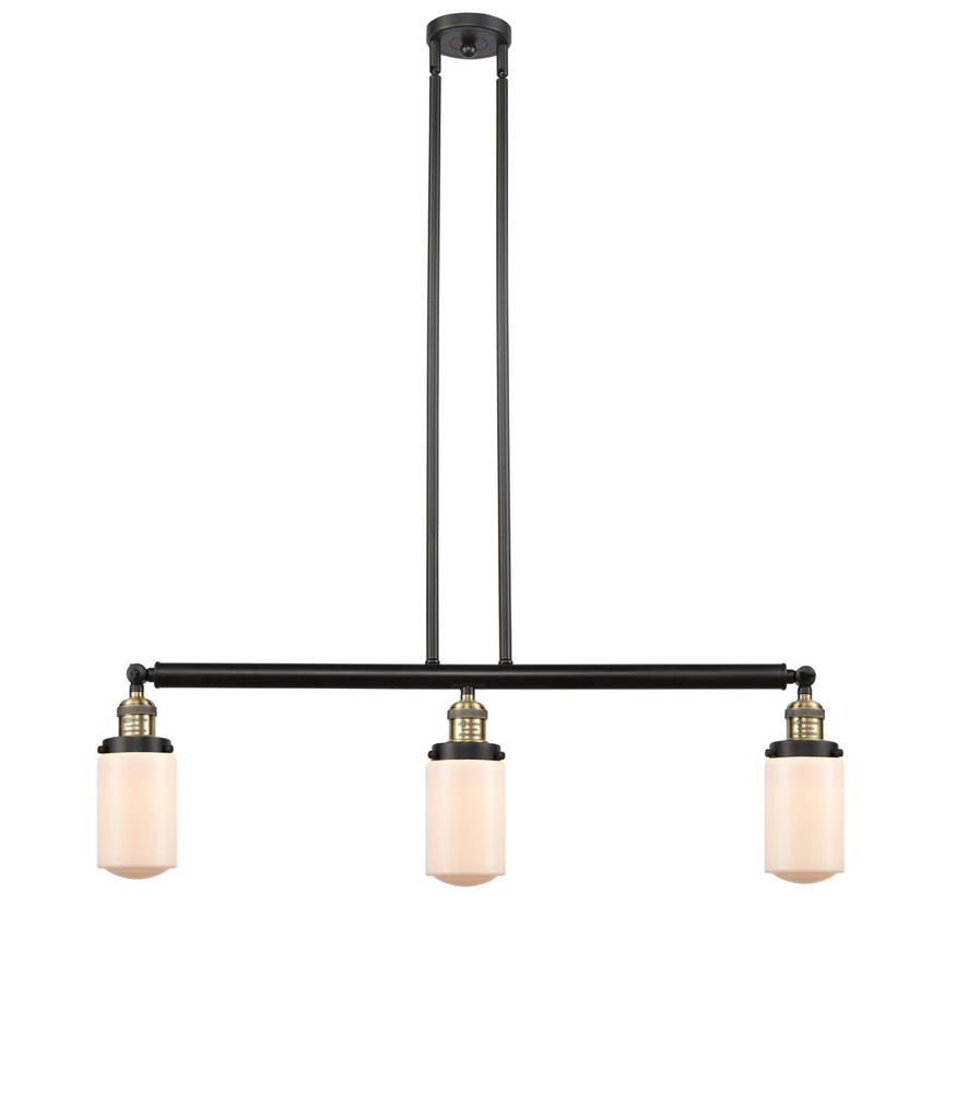 Dover - 3 Light - 37 inch - Black Antique Brass - Stem Hung - Adjustable Island Light