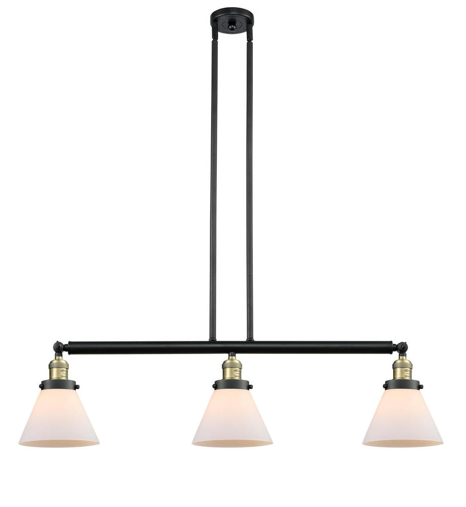 Cone - 3 Light - 40 inch - Black Antique Brass - Stem Hung - Adjustable Island Light