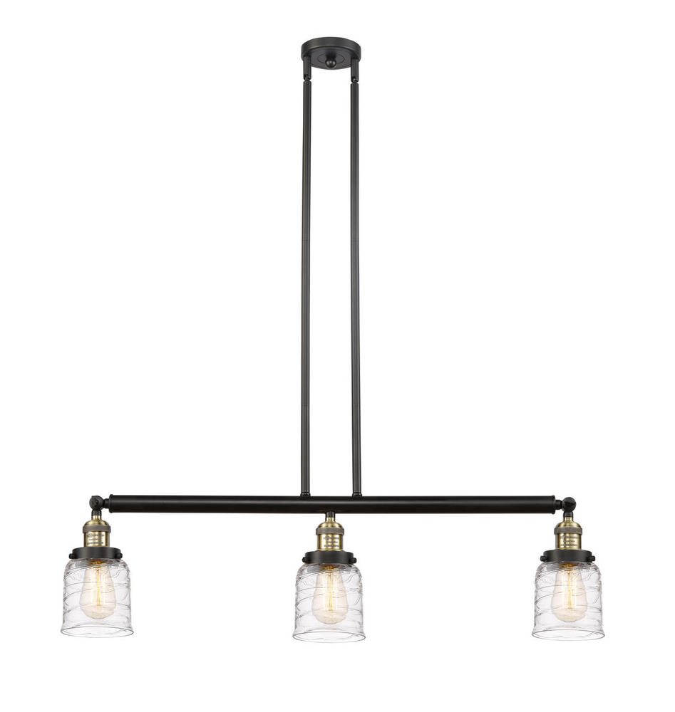 Bell - 3 Light - 38 inch - Black Antique Brass - Stem Hung - Adjustable Island Light