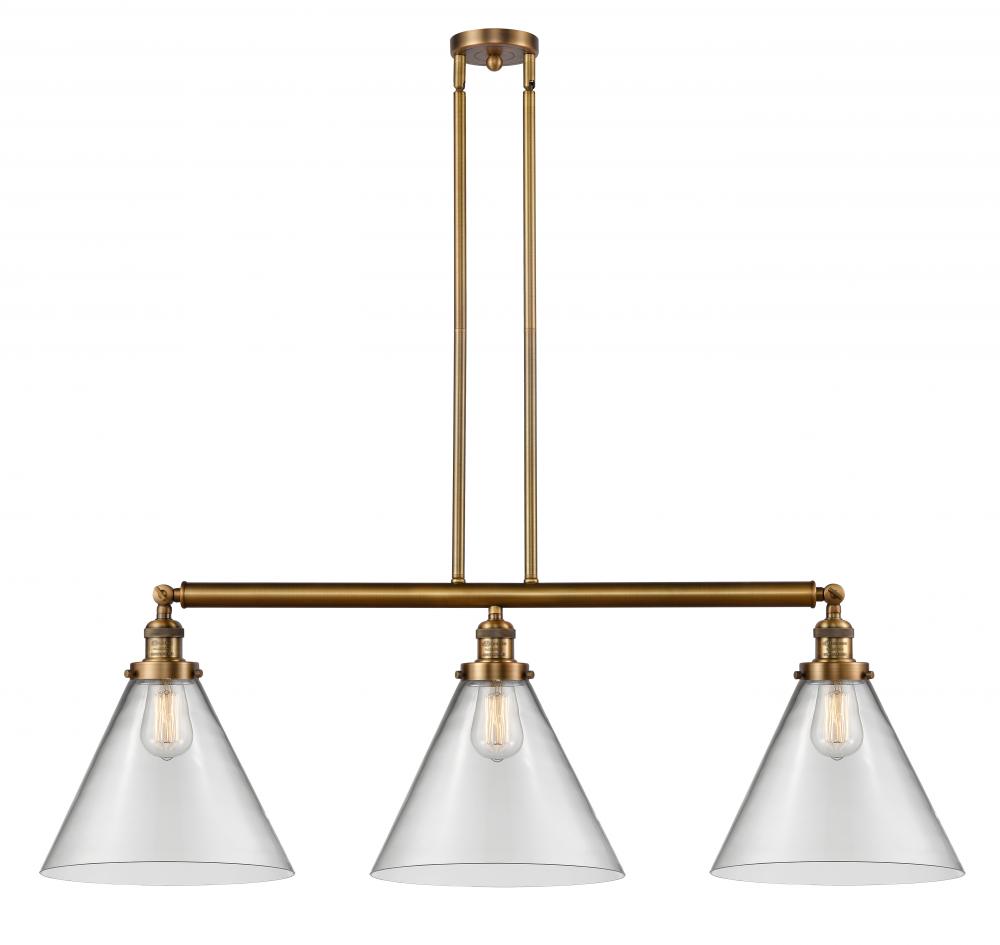 Cone - 3 Light - 44 inch - Brushed Brass - Stem Hung - Adjustable Island Light