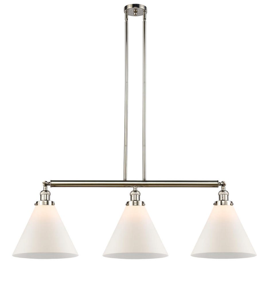 Cone - 3 Light - 44 inch - Polished Nickel - Stem Hung - Adjustable Island Light