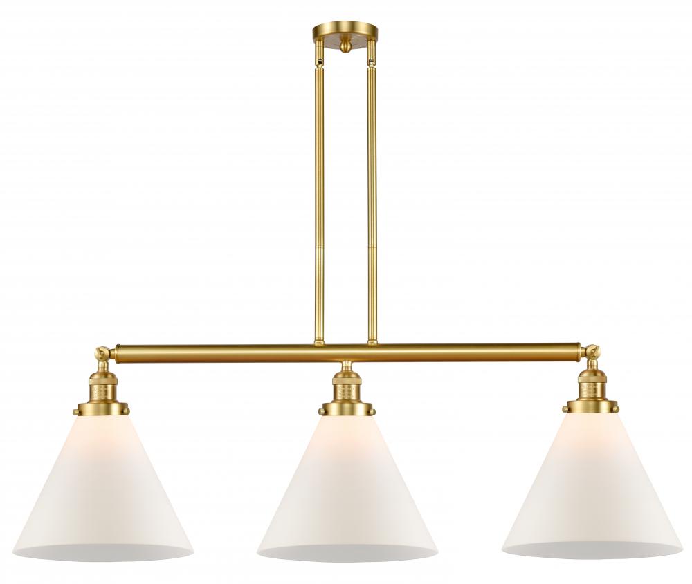 Cone - 3 Light - 44 inch - Satin Gold - Stem Hung - Adjustable Island Light