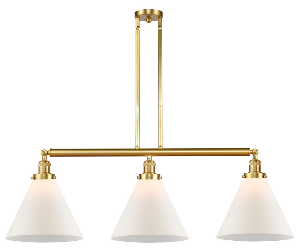 Cone - 3 Light - 44 inch - Satin Gold - Stem Hung - Adjustable Island Light