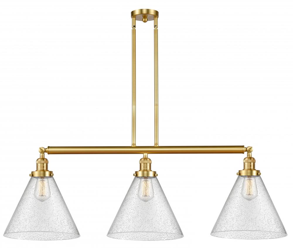 Cone - 3 Light - 44 inch - Satin Gold - Stem Hung - Adjustable Island Light