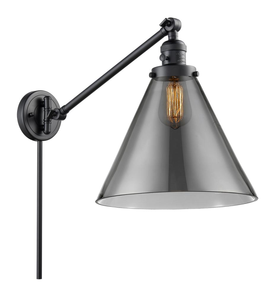 Cone - 1 Light - 12 inch - Matte Black -Adjustable Swing Arm