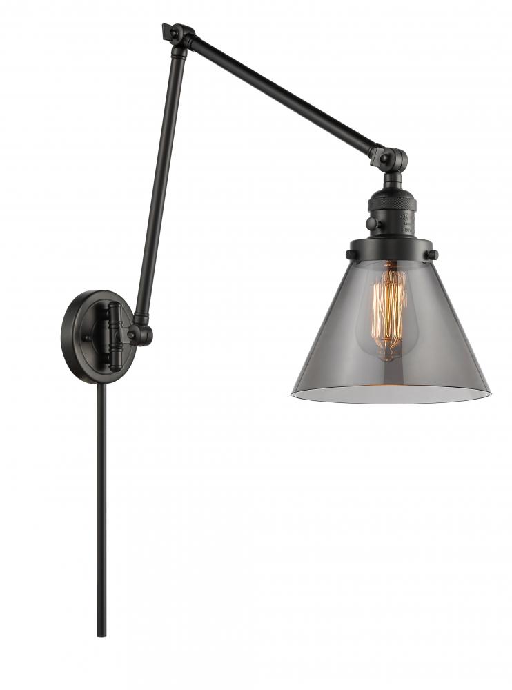 Cone - 1 Light - 8 inch - Matte Black -Adjustable Swing Arm