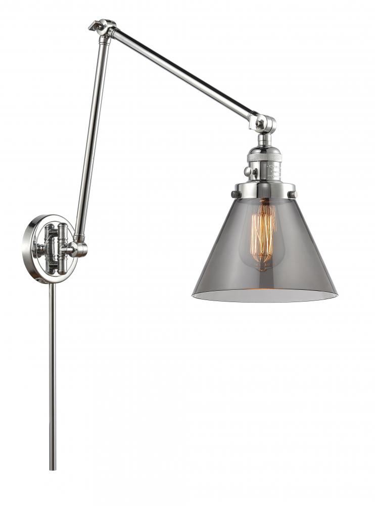 Cone - 1 Light - 8 inch - Polished Chrome -Adjustable Swing Arm