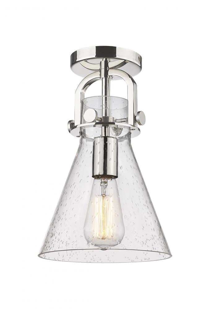 Newton Cone - 1 Light - 8 inch - Polished Nickel - Flush Mount