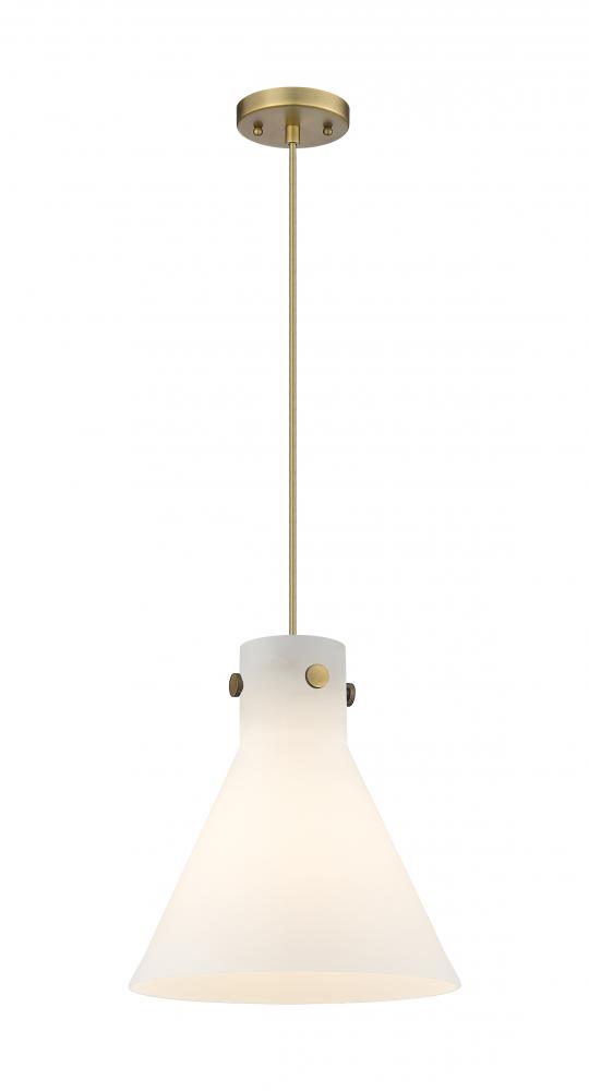 Newton Cone - 1 Light - 12 inch - Brushed Brass - Cord hung - Pendant