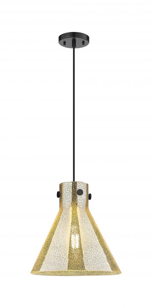 Newton Cone - 1 Light - 12 inch - Matte Black - Cord hung - Pendant