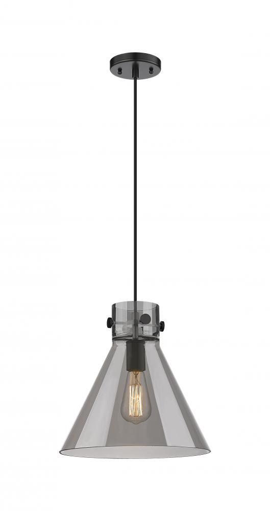 Newton Cone - 1 Light - 12 inch - Matte Black - Cord hung - Pendant