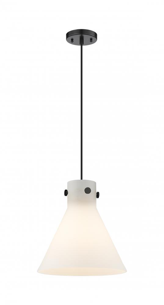 Newton Cone - 1 Light - 12 inch - Matte Black - Cord hung - Pendant