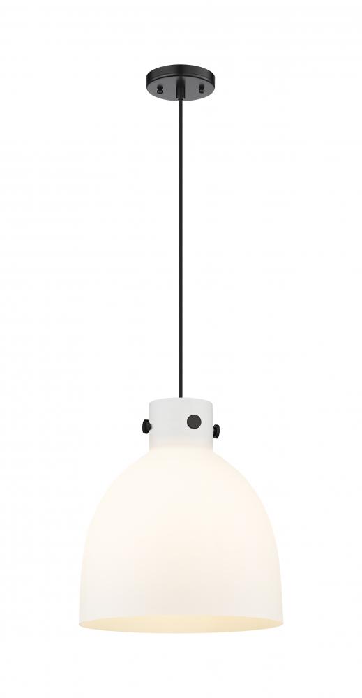 Newton Bell - 1 Light - 12 inch - Matte Black - Cord hung - Pendant