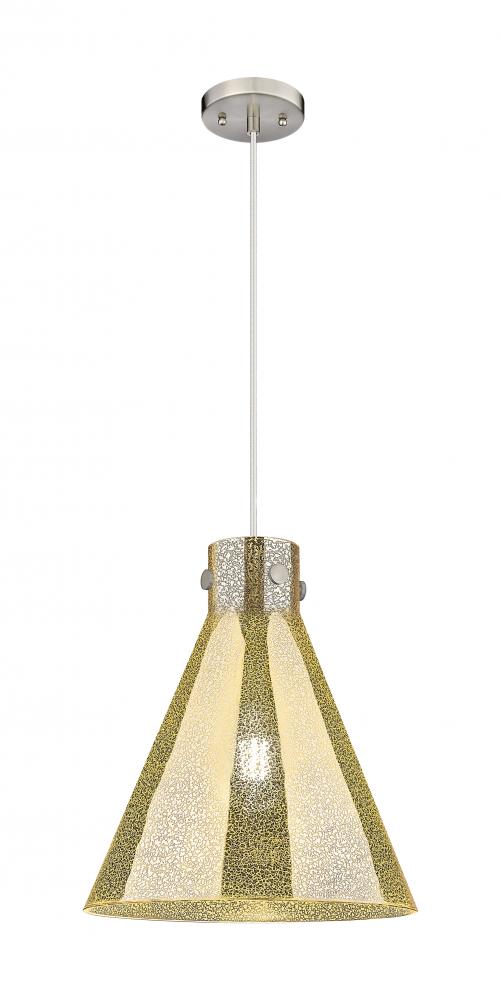 Newton Cone - 1 Light - 14 inch - Satin Nickel - Cord hung - Pendant
