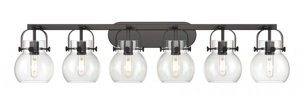 Pilaster II Sphere - 6 Light - 46 inch - Matte Black - Bath Vanity Light