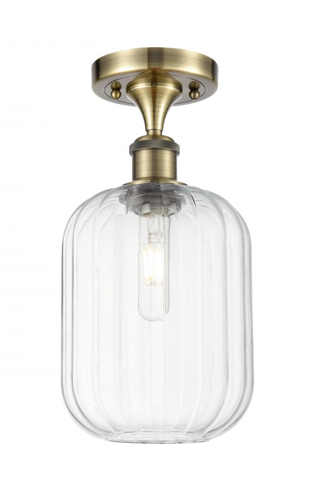 Preston Cylinder - 1 Light - 7 inch - Black Antique Brass - Semi-Flush Mount