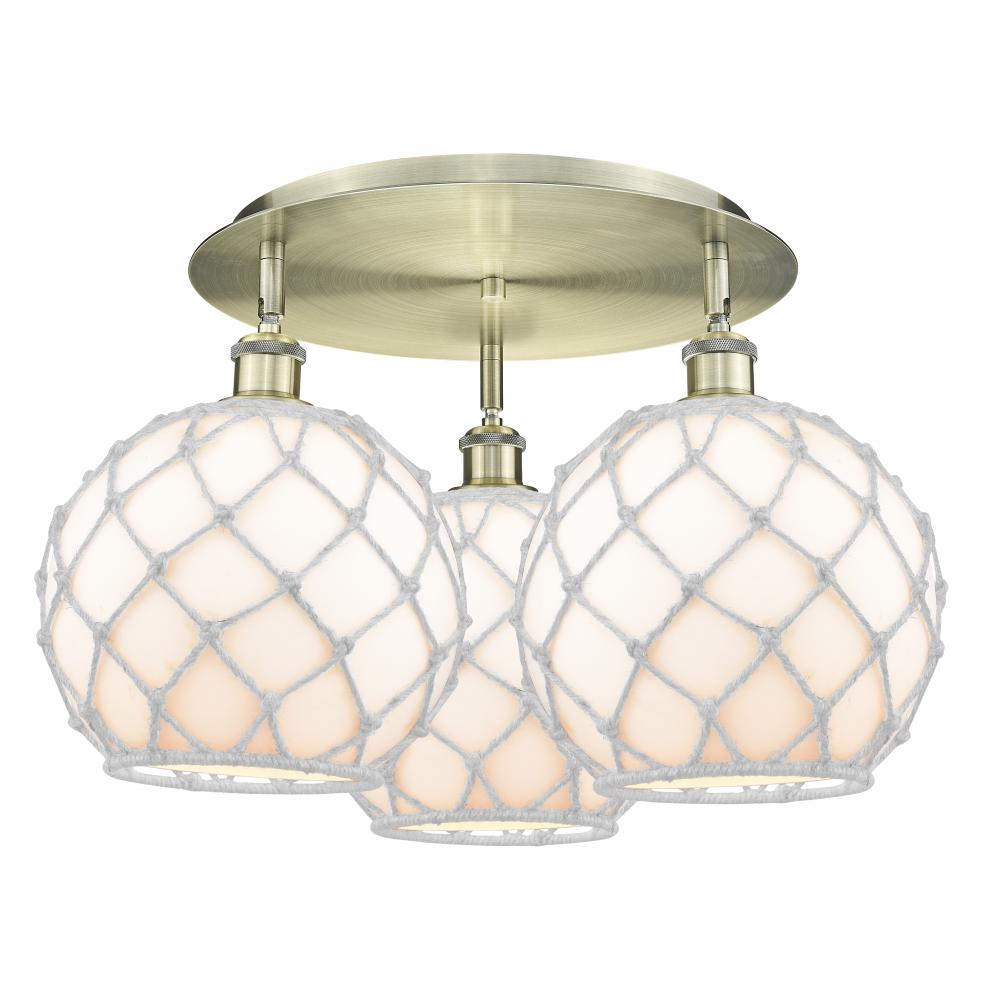 Farmhouse Rope - 3 Light - 22 inch - Antique Brass - Flush Mount
