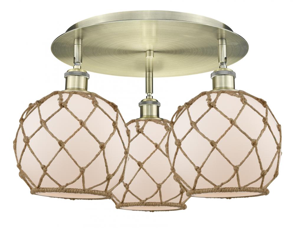 Farmhouse Rope - 3 Light - 20 inch - Antique Brass - Flush Mount