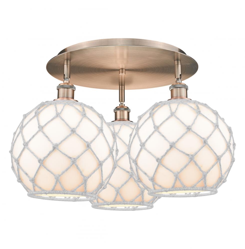 Farmhouse Rope - 3 Light - 22 inch - Antique Copper - Flush Mount