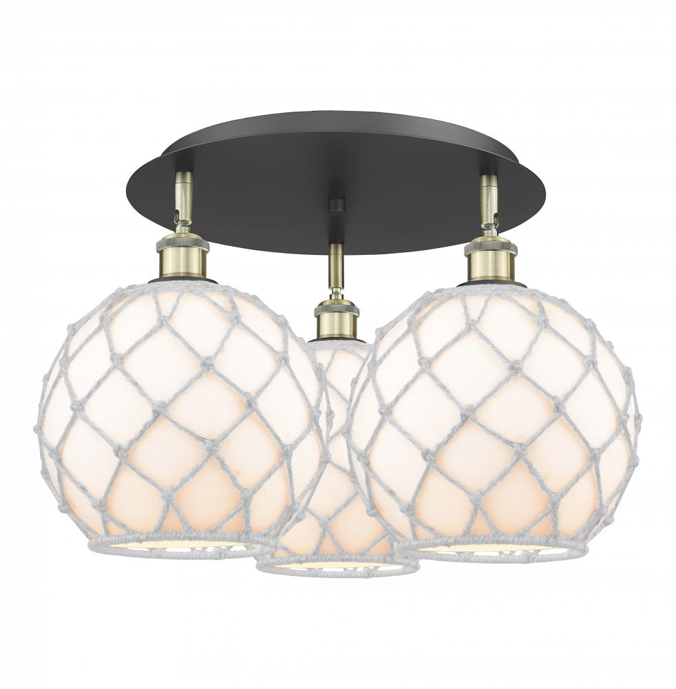 Farmhouse Rope - 3 Light - 22 inch - Black Antique Brass - Flush Mount