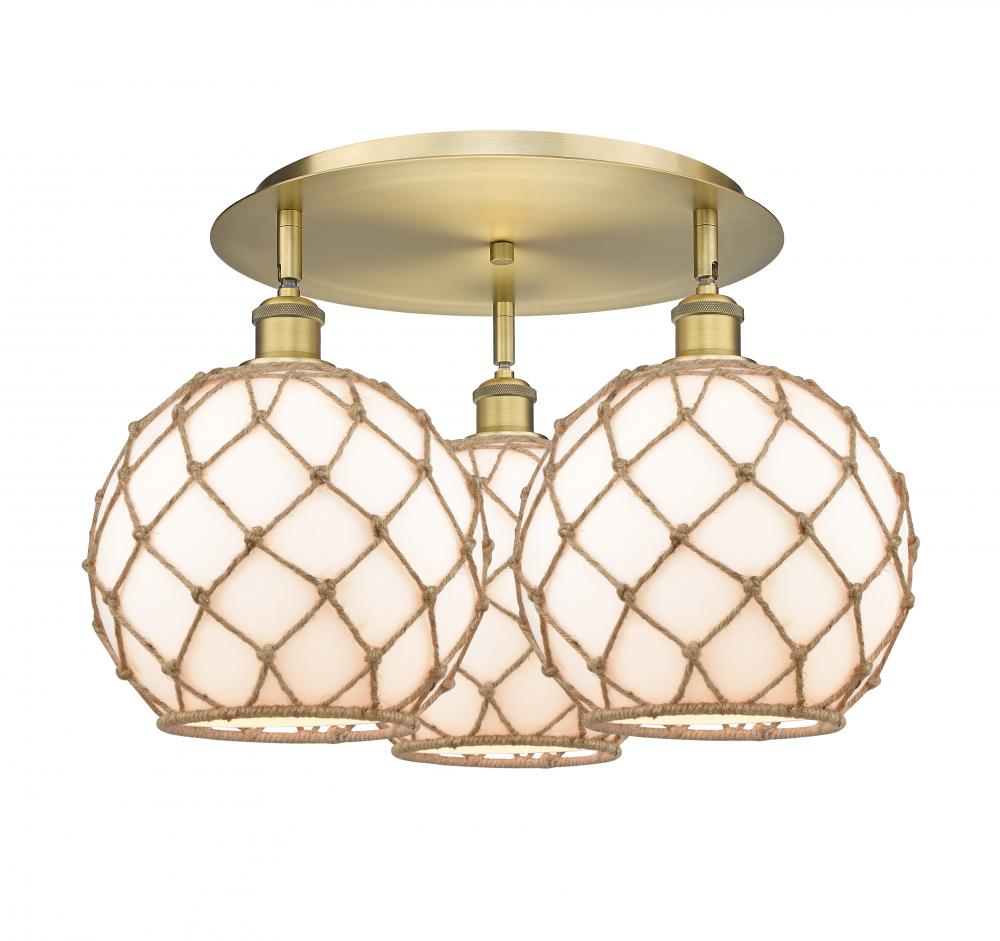 Farmhouse Rope - 3 Light - 22 inch - Brushed Brass - Flush Mount