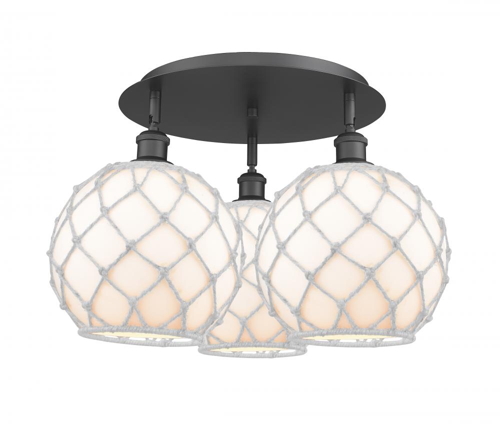 Farmhouse Rope - 3 Light - 22 inch - Matte Black - Flush Mount
