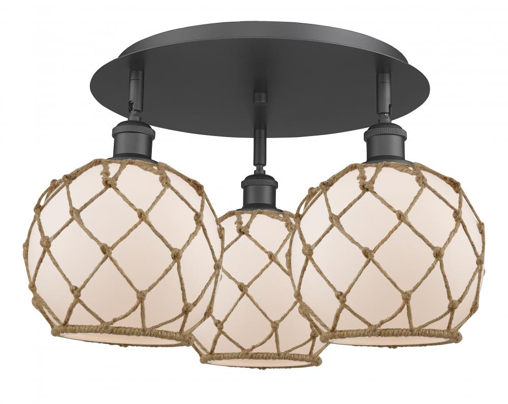 Farmhouse Rope - 3 Light - 20 inch - Matte Black - Flush Mount