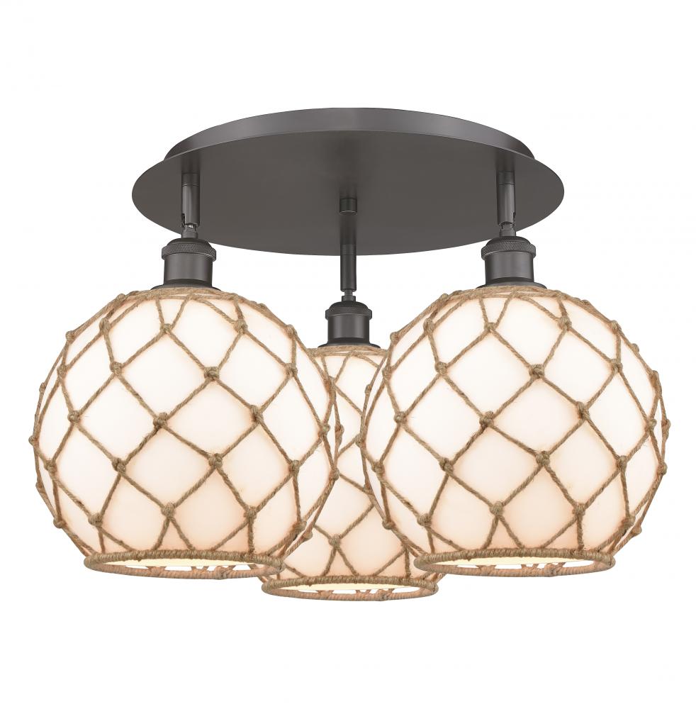 Farmhouse Rope - 3 Light - 22 inch - Oil Rubbed Bronze - Flush Mount