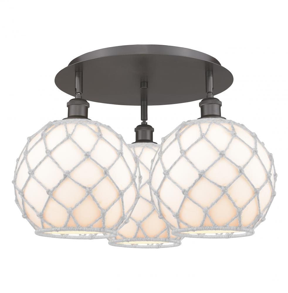Farmhouse Rope - 3 Light - 22 inch - Oil Rubbed Bronze - Flush Mount