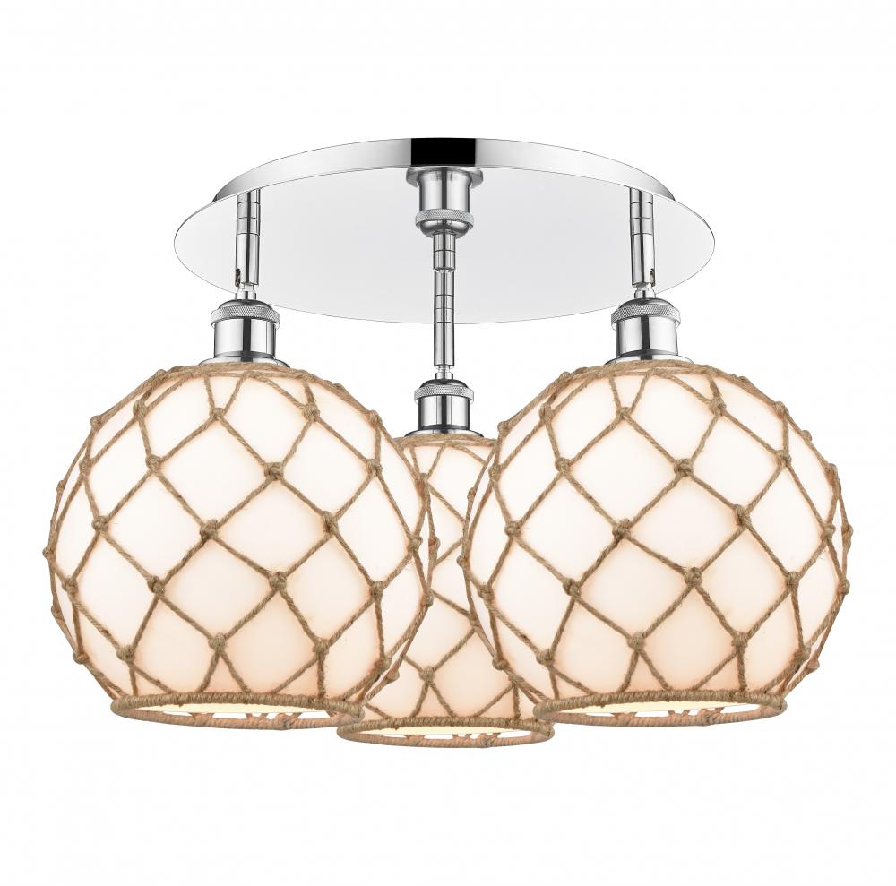 Farmhouse Rope - 3 Light - 22 inch - Polished Chrome - Flush Mount