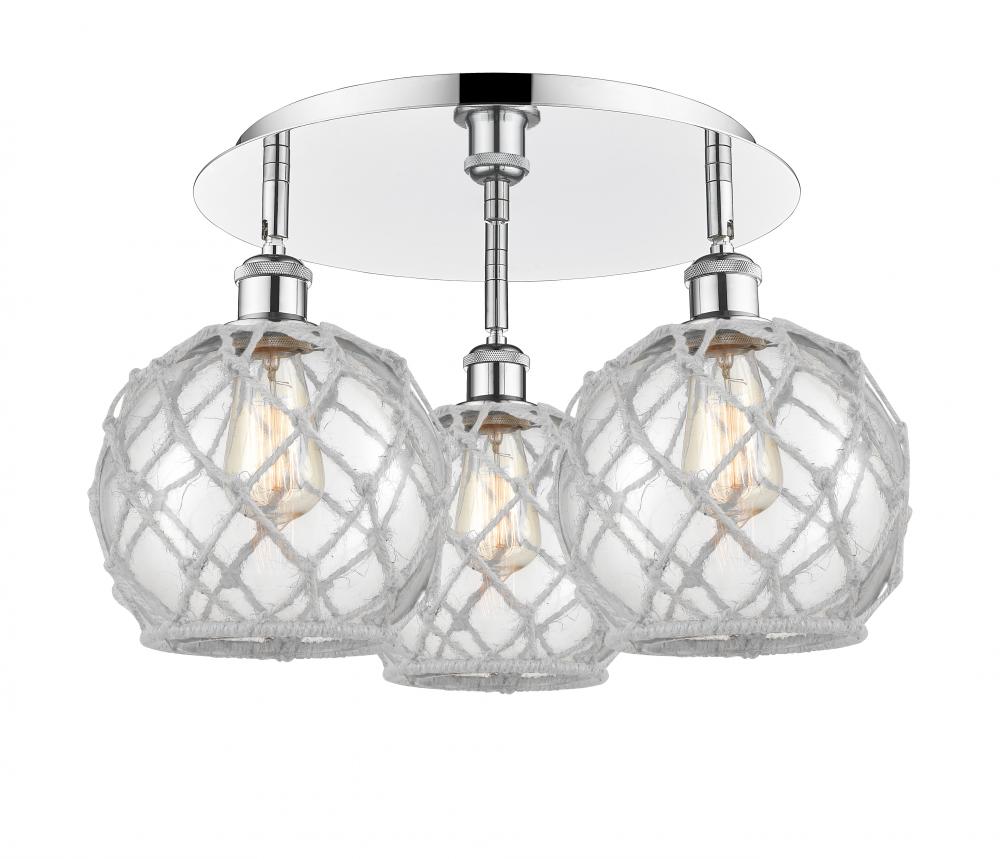 Farmhouse Rope - 3 Light - 20 inch - Polished Chrome - Flush Mount