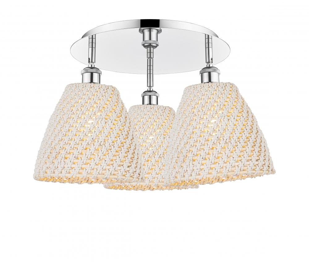Bristol Natural - 3 Light - 21 inch - Polished Chrome - Flush Mount