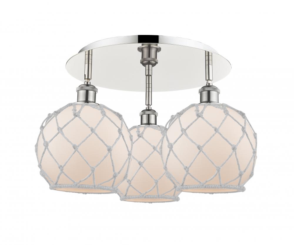 Farmhouse Rope - 3 Light - 20 inch - Polished Nickel - Flush Mount