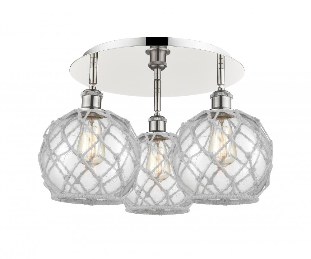 Farmhouse Rope - 3 Light - 20 inch - Polished Nickel - Flush Mount