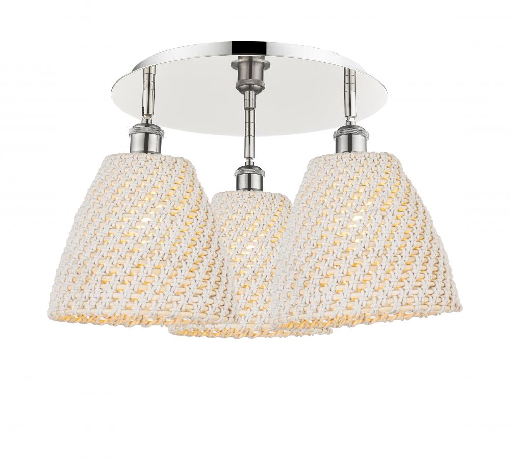 Bristol Natural - 3 Light - 21 inch - Polished Nickel - Flush Mount