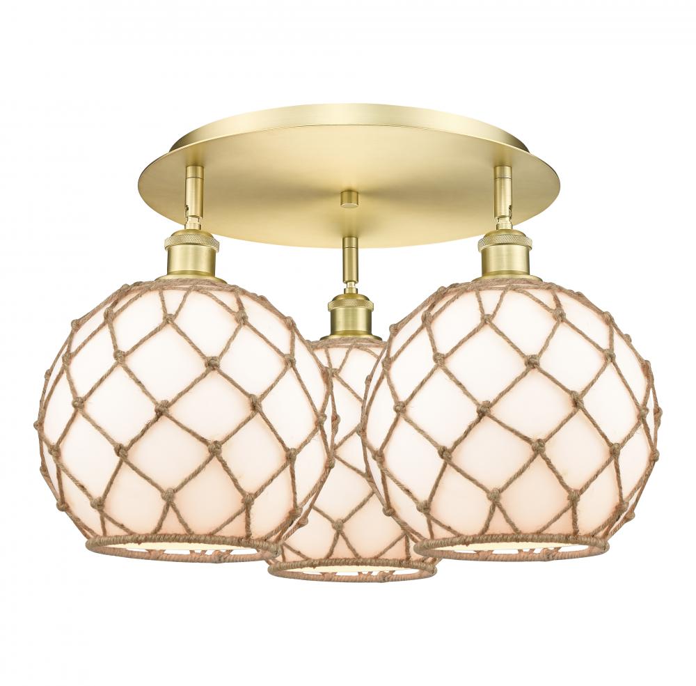 Farmhouse Rope - 3 Light - 22 inch - Satin Gold - Flush Mount
