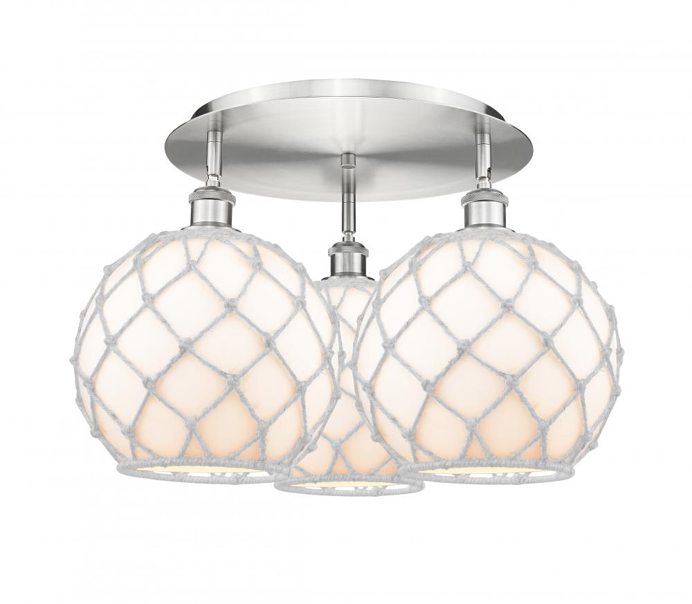 Farmhouse Rope - 3 Light - 22 inch - Satin Nickel - Flush Mount