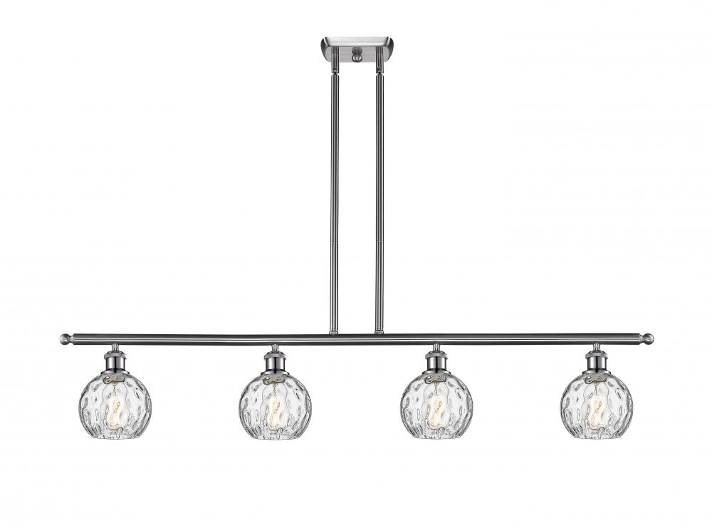 Athens Water Glass - 4 Light - 48 inch - Brushed Satin Nickel - Cord hung - Island Light