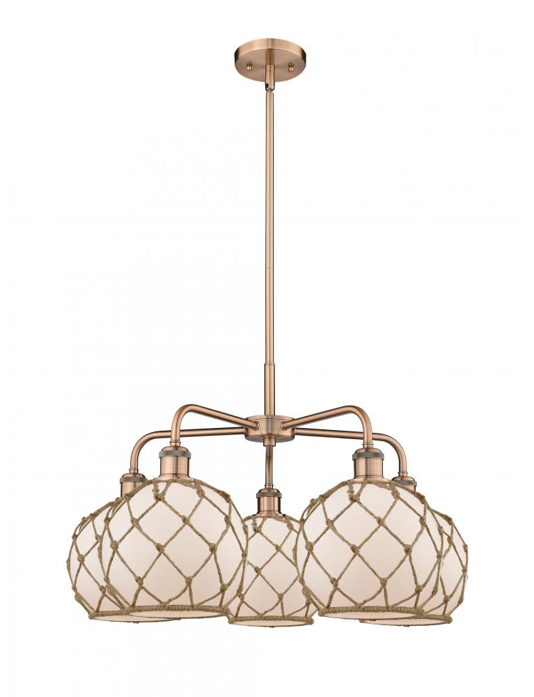 Farmhouse Rope - 5 Light - 27 inch - Antique Copper - Stem hung - Chandelier