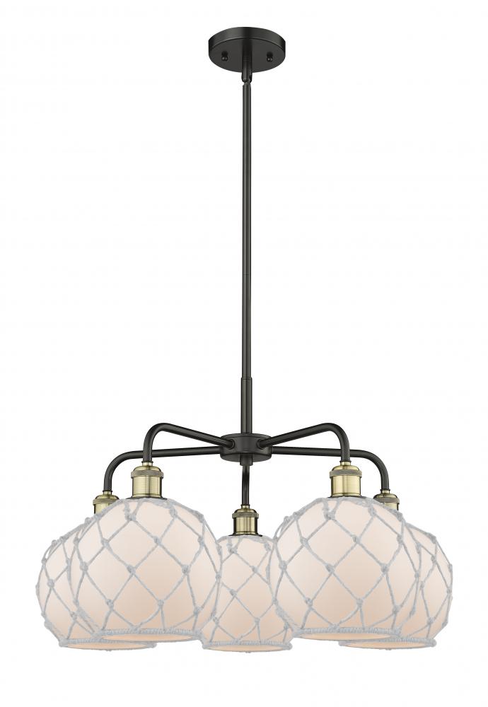 Farmhouse Rope - 5 Light - 27 inch - Black Antique Brass - Stem hung - Chandelier