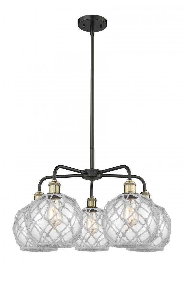 Farmhouse Rope - 5 Light - 27 inch - Black Antique Brass - Stem hung - Chandelier