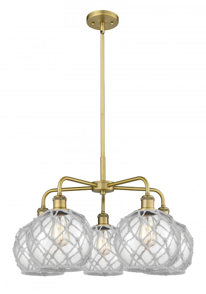 Farmhouse Rope - 5 Light - 27 inch - Brushed Brass - Stem hung - Chandelier
